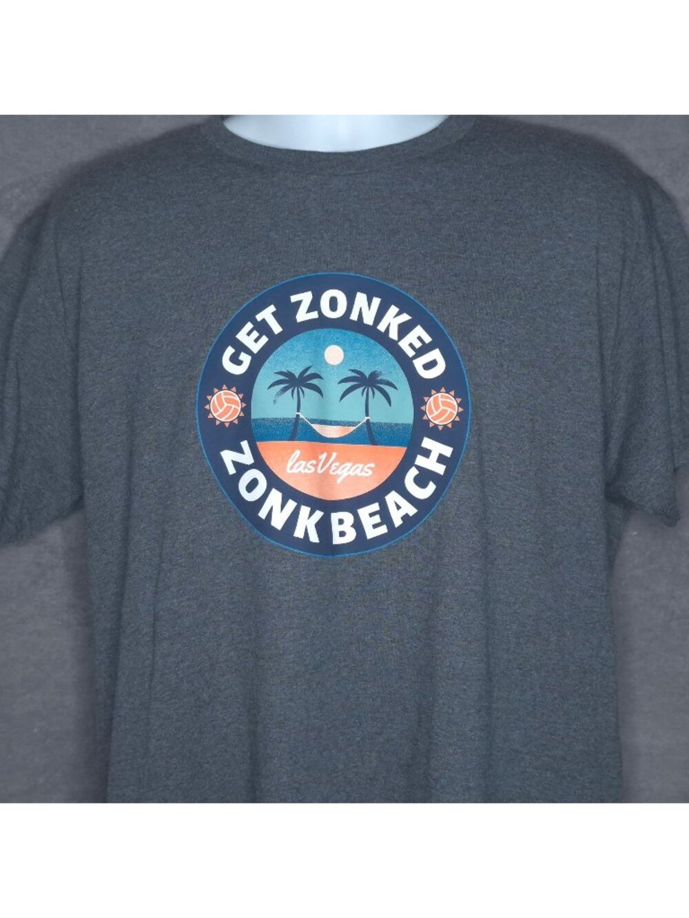 Get Zonked Zonkbeach Las Vegas Graphic Tee By Gildan Gray Large Cotton Blend